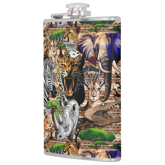 アフリカの野生動物サバンナ フラスク (左)