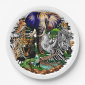 アフリカの野生動物サバンナ ペーパープレート (正面)