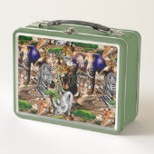 アフリカの野生動物サバンナ メタルランチボックス (正面)