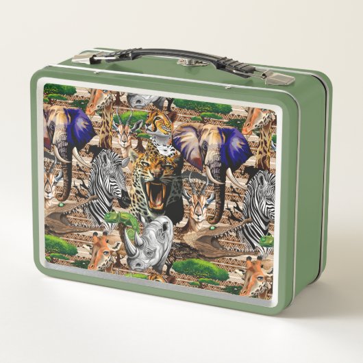 アフリカの野生動物サバンナ メタルランチボックス (裏面)