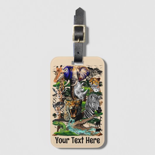 アフリカの野生動物サバンナ ラゲッジタグ (正面縦)