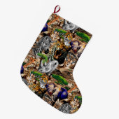 アフリカの野生動物サバンナ ラージクリスマスストッキング (正面 (吊り時))