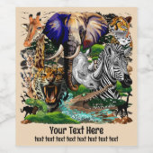 アフリカの野生動物サバンナ ワインラベル (シングルラベル)