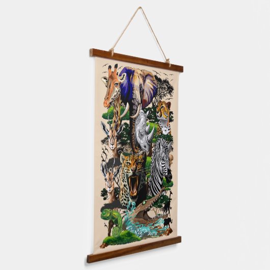 アフリカの野生動物サバンナ 吊り下げ型タペストリー (傾斜あり)