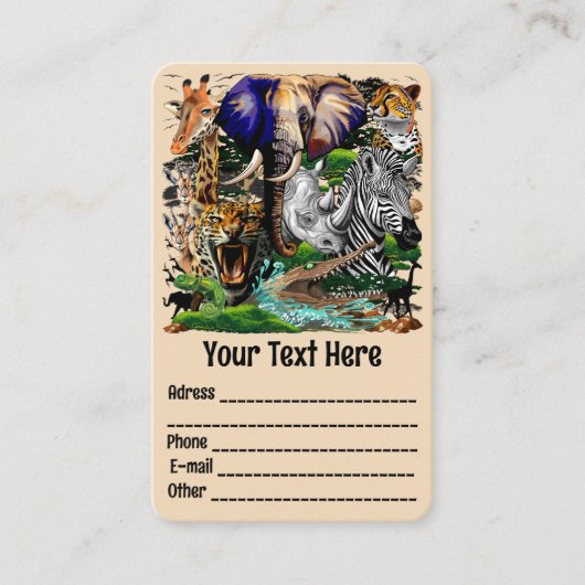 アフリカの野生動物サバンナ 名刺 (正面)
