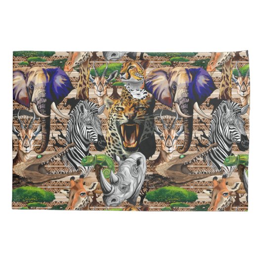 アフリカの野生動物サバンナ 枕カバー (裏面)