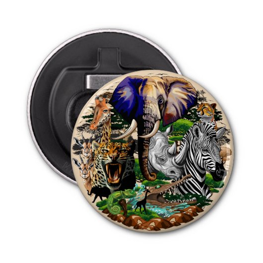 アフリカの野生動物サバンナ 栓抜き (正面)