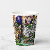 アフリカの野生動物サバンナ 紙コップ (正面)