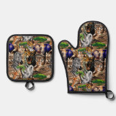 アフリカの野生動物サバンナ 鍋つかみ&鍋敷きセット (正面)