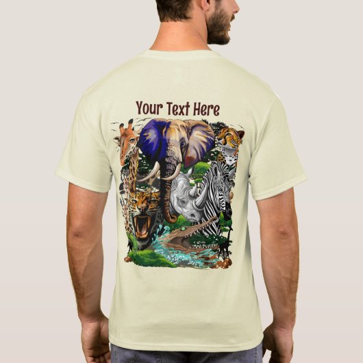 アフリカの野生動物サバンナ Tシャツ (裏面)