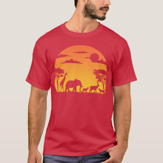 アフリカの野生動物サファリ日没の友達 Tシャツ