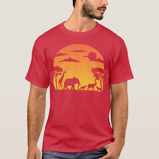 アフリカの野生動物サファリ日没の友達 Tシャツ (正面)