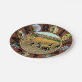 アフリカの野生動物サークルのコラージュRhinoリーズ ペーパープレート (アングル)