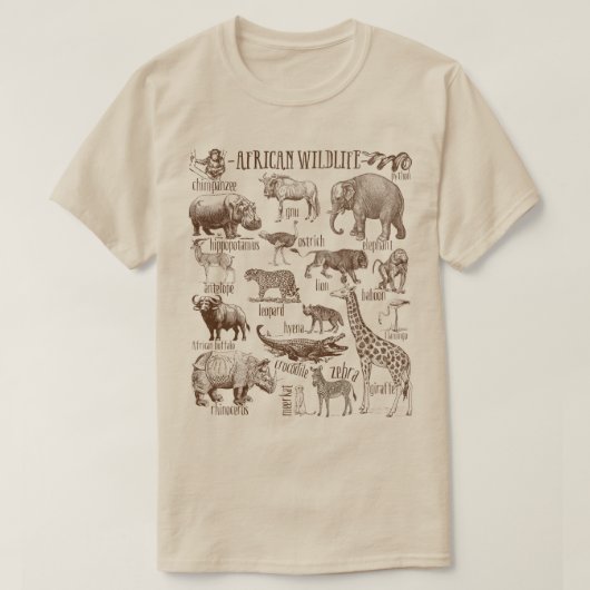 アフリカの野生動物パック Tシャツ (デザイン正面)