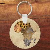 アフリカの野生生物の地図キーチェーン キーホルダー (正面)