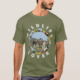 アフリカの野生生物の恋人ブルースカイゼブラ Tシャツ