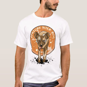 アフリカの野生色彩の鮮やか犬犬 Tシャツ