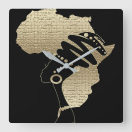 アフリカの金ゴールド スクエア壁時計