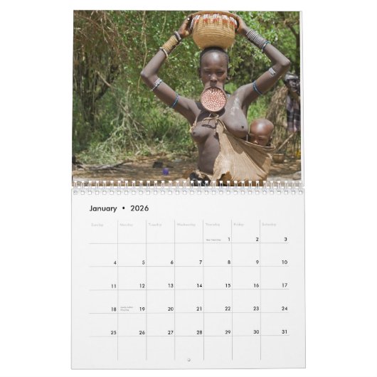 アフリカの顔のカスタムによって印刷されるカレンダー カレンダー (1月 2026)