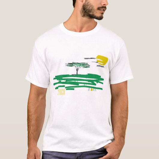 アフリカの風景絵画アフリカのTシャツのトップ Tシャツ (正面)