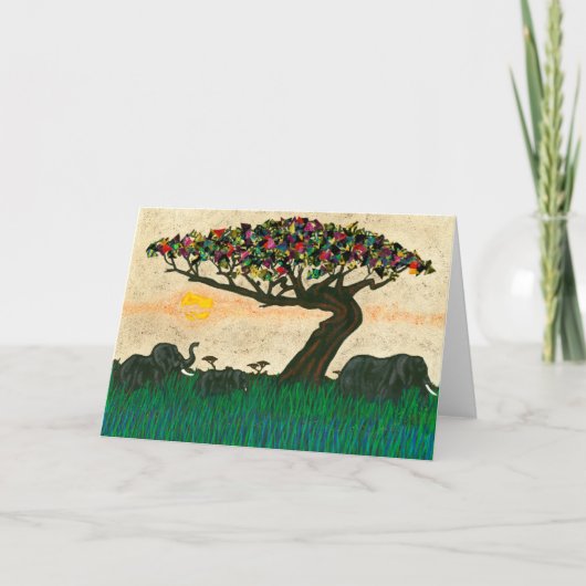 アフリカの飛行機の象 カード (正面)