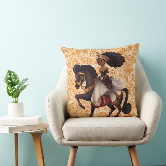アフリカの騎馬プリンセス コットンスロー枕 クッション (椅子)
