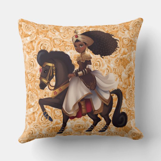 アフリカの騎馬プリンセス コットンスロー枕 クッション (裏面)