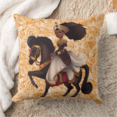 アフリカの騎馬プリンセス コットンスロー枕 クッション (ブランケット)