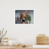 アフリカの鳥の少年 — アフロセントリック・ウォーターカラー ポスター (キッチン)