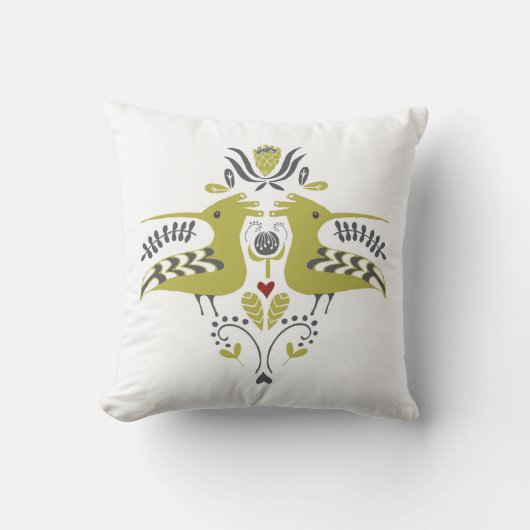 アフリカの鳥/Hoepoe/デザイン/珊瑚/Shweshwe クッション (正面)