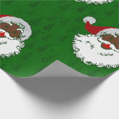アフリカの黒いサンタクロースのクリスマスツリー緑 ラッピングペーパー (角)