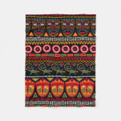 アフリカの黒い背景に装飾的な模様 フリースブランケット (正面)