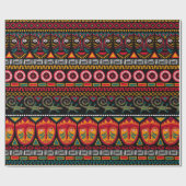 アフリカの黒い背景に装飾的な模様 ラッピングペーパー (フラット)