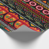 アフリカの黒い背景に装飾的な模様 ラッピングペーパー (角)