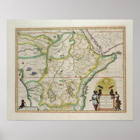 アフリカの5つの州を示すエチオピアの地図 ポスター (正面)