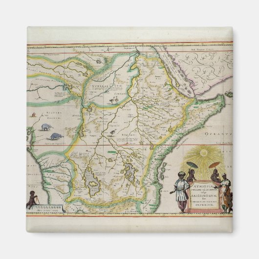 アフリカの5つの州を示すエチオピアの地図 マグネット (正面)