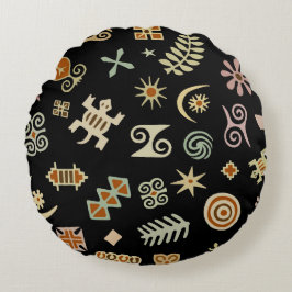アフリカのAdinkraシンボル ラウンドクッション