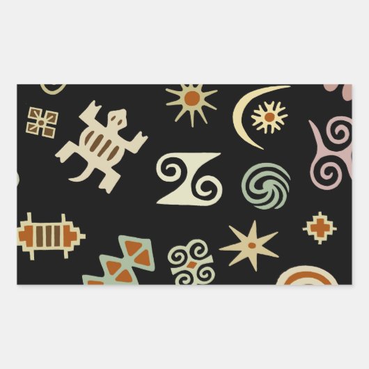 アフリカのAdinkraシンボル 長方形シール (正面)