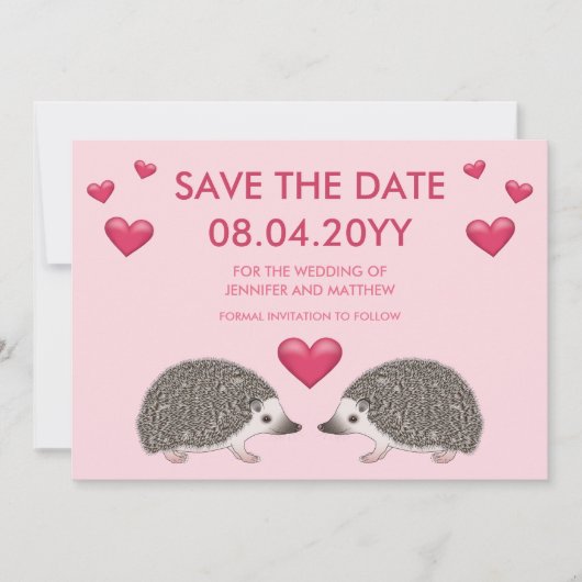 アフリカのPygmy Hedgehogsとハートは日付を保存 セーブザデート (正面)