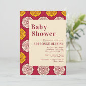 アフリカはっきりしたワックスプリント赤と黄色のベビーシャワー 招待状 (スタンド正面)