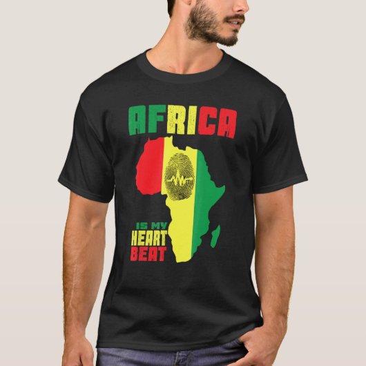 アフリカは私のハートビートラブアフリカ地図アフリカPri Tシャツ (正面)
