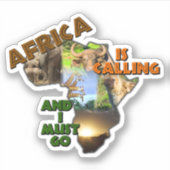 アフリカは野生生物大陸のコラージュを呼んでいる シール (正面)