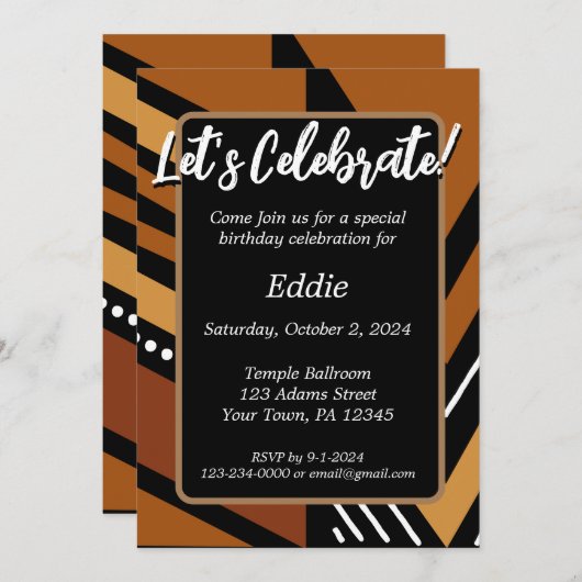 アフリカを中心にカスタマイズ可能な招待状 招待状 (正面/裏面)