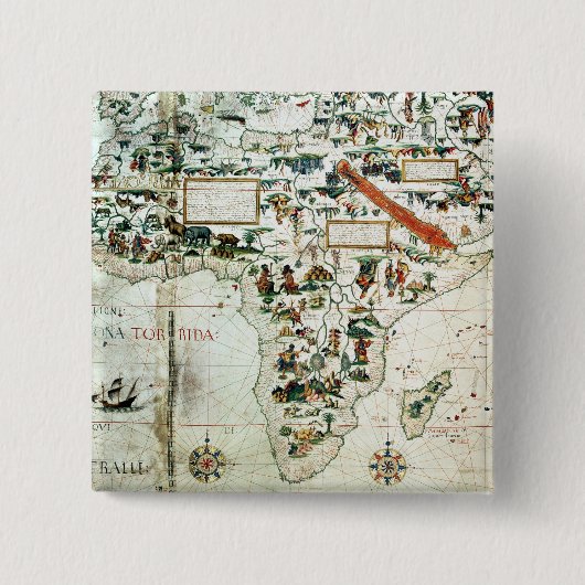 アフリカを示す世界の地図の詳細 缶バッジ (正面)