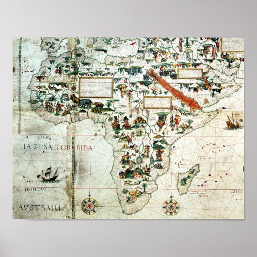 アフリカを示す世界地図の詳細 ポスター (正面)