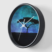 アフリカアカシアツリーアンド農家 壁時計 (傾斜)