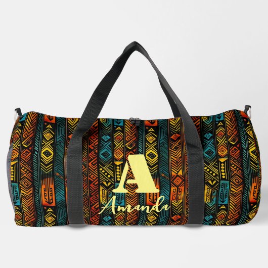 アフリカアシャンティアカンガーナ民族パターン4 ダッフルバッグ (裏面)