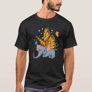 アフリカアニマルファンタジーバタフライサファリキュートエレフ Tシャツ