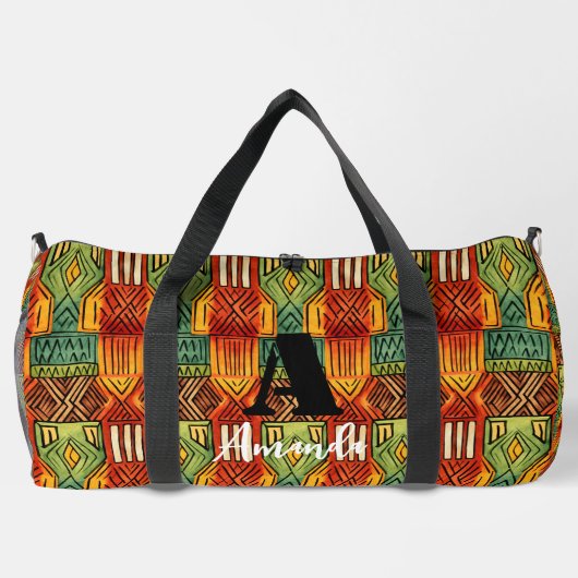 アフリカアムハラエチオピア幾何学的エスニックパターン19 ダッフルバッグ (裏面)
