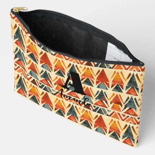 アフリカアムハラエチオピア幾何学的エスニックパターン1 アクセサリーポーチ (見開き)